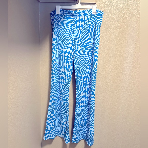 wild fable Pants - Stretchy blue flared checkered pants